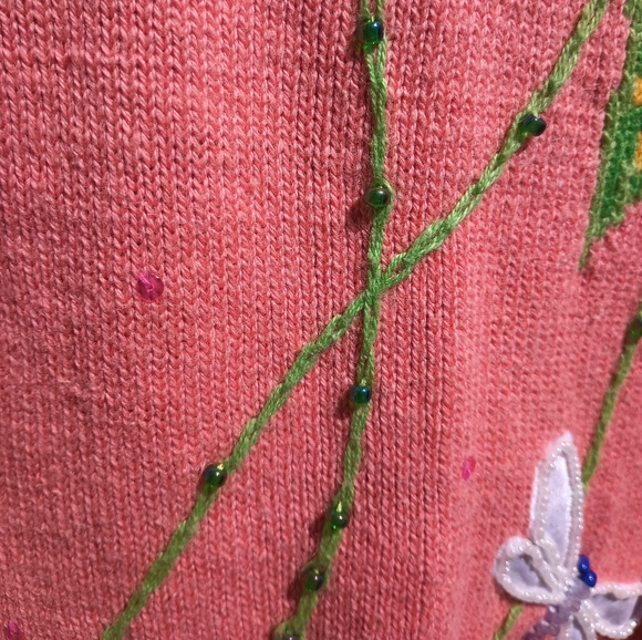 Design Options Philip & Jane Gordon Frog Lily Pad Dragonfly Sweater Cardigan XL - Picture 9 of 10